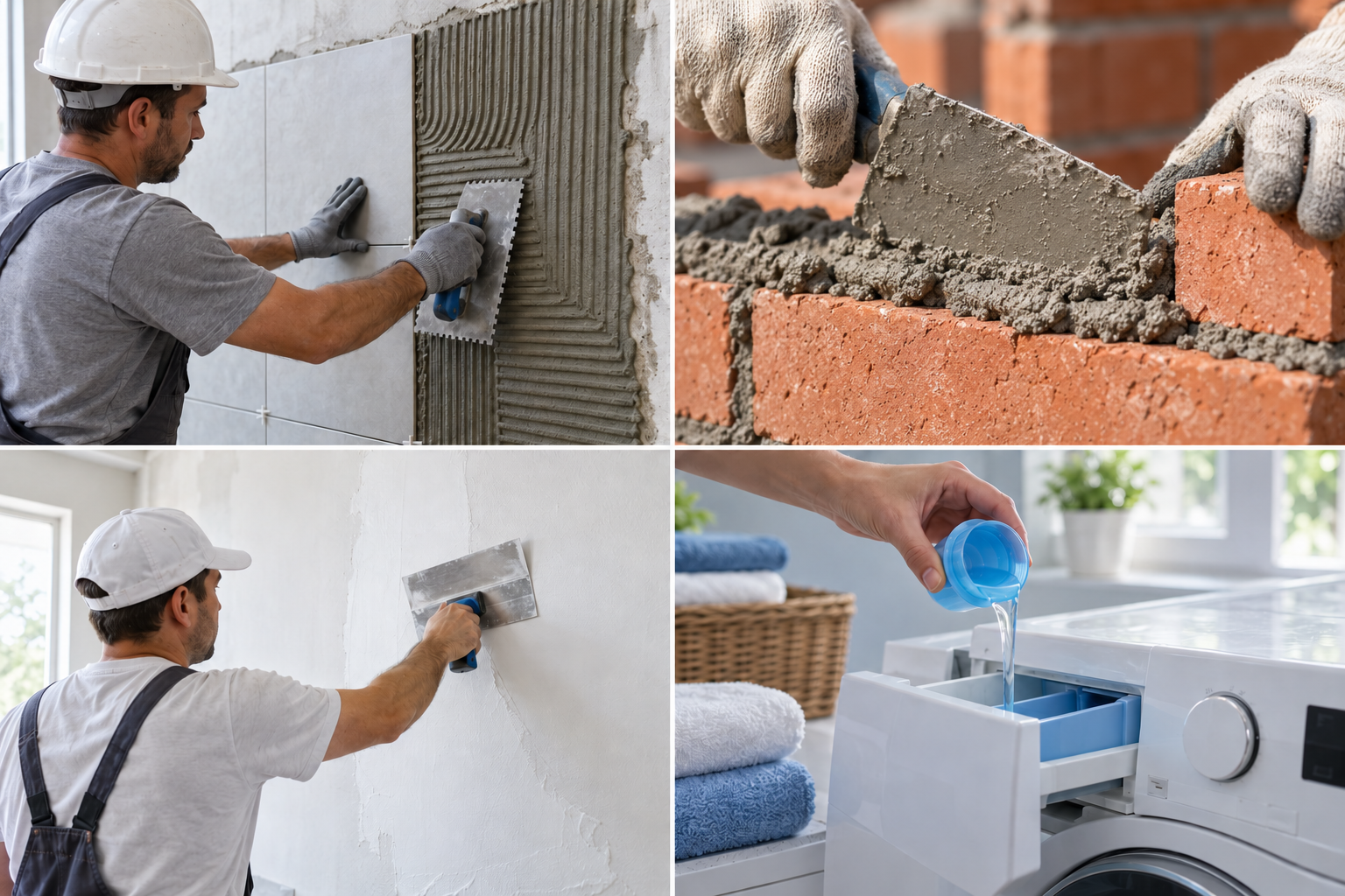 HPMC applications including tile adhesive, wall putty, gypsum, and dry mix mortar