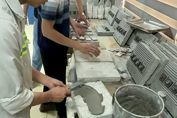 Laboratory professional reviewing construction material samples
