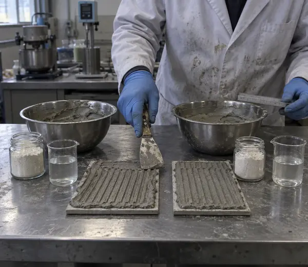 Laboratory professional reviewing material samples for product performance matching